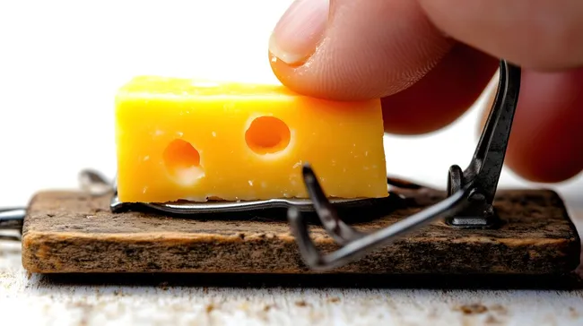 Käsestück auf Mausefalle - kostenloses Stockfoto