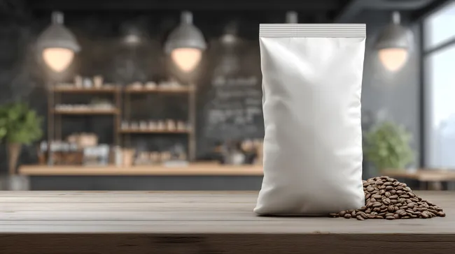 Kaffeerösterei mit Kaffeebohnen und Verpackung