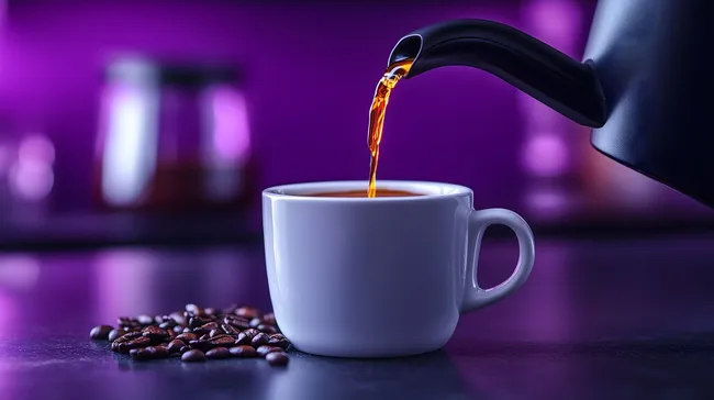 Kaffeezubereitung in lila Umgebung