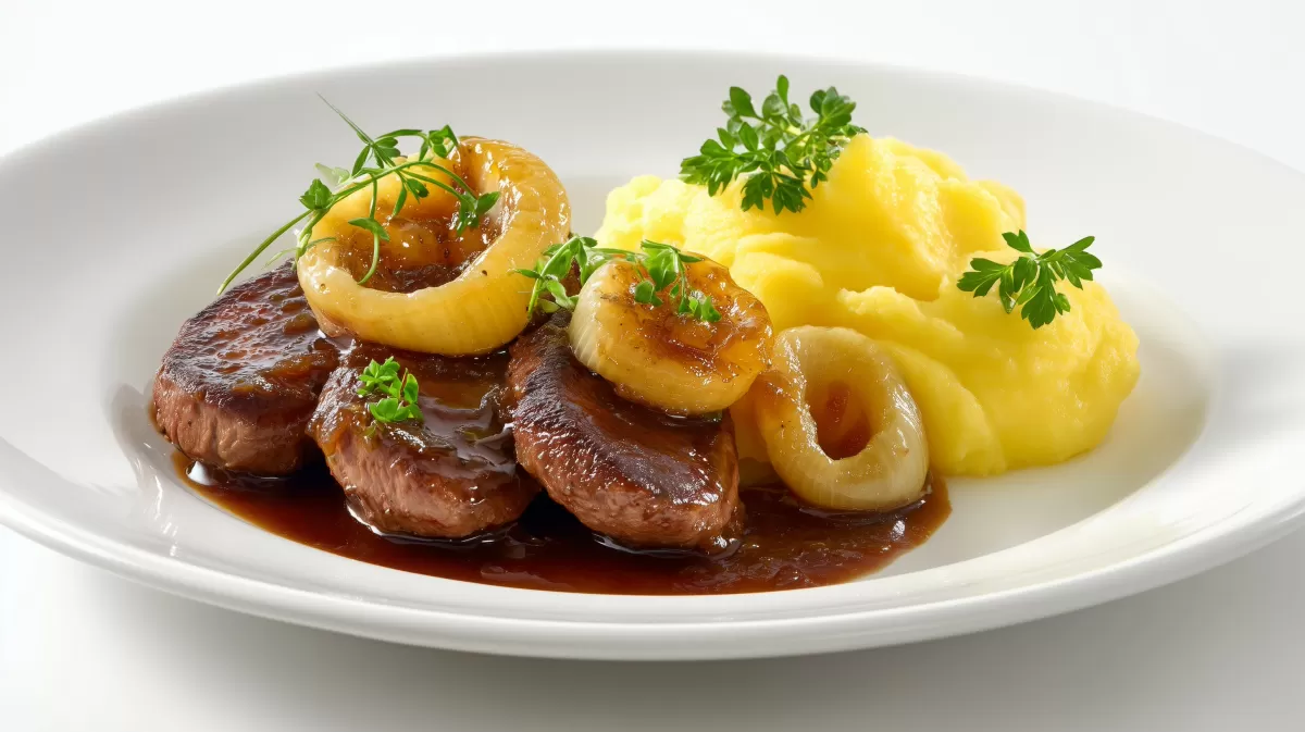 Kalbsleber Berliner Art mit Kartoffelpüree