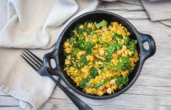 Kale and Chickpea Rice Top View