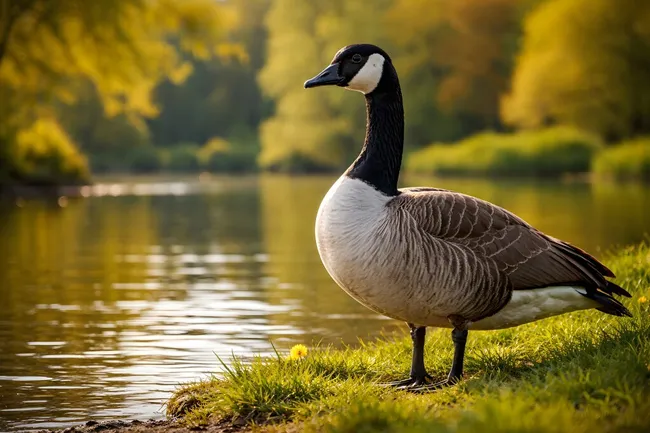 Kanadagans an einem herbstlichen See