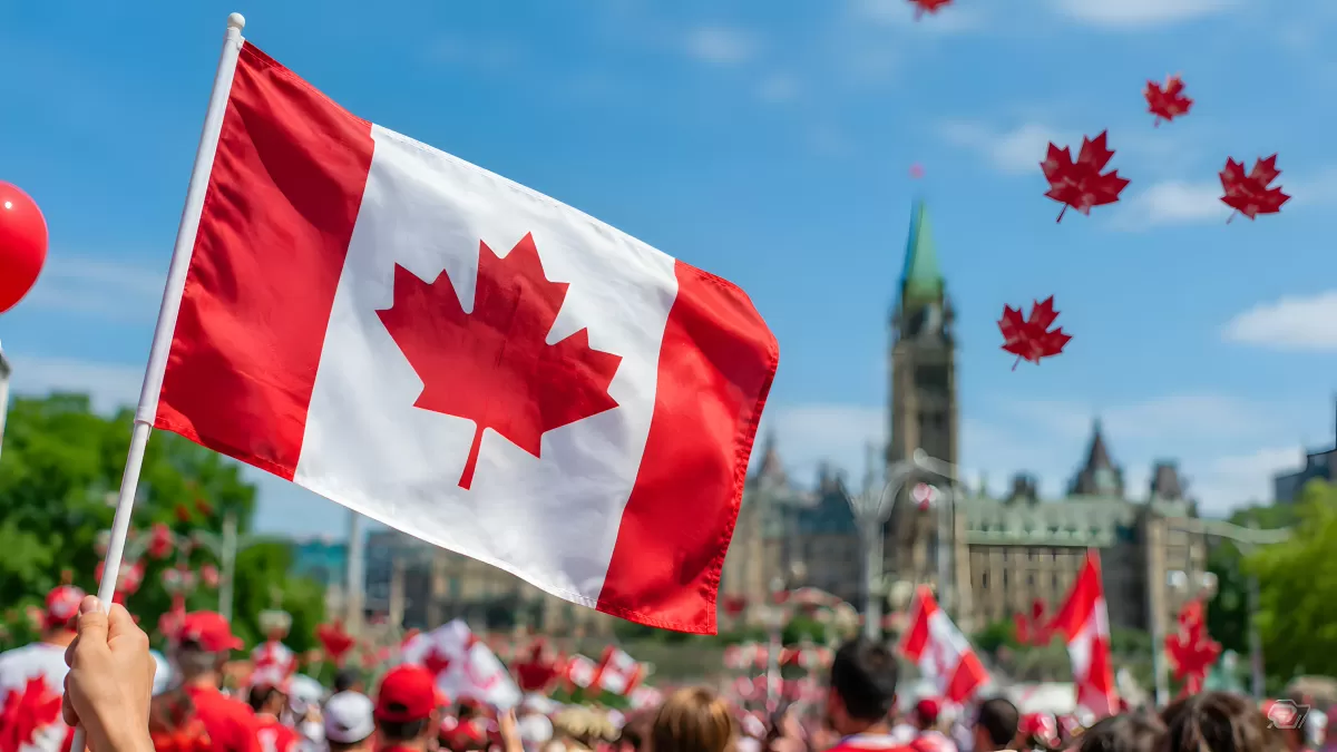 Kanadische Flagge beim Nationalfeiertag in Ottawa