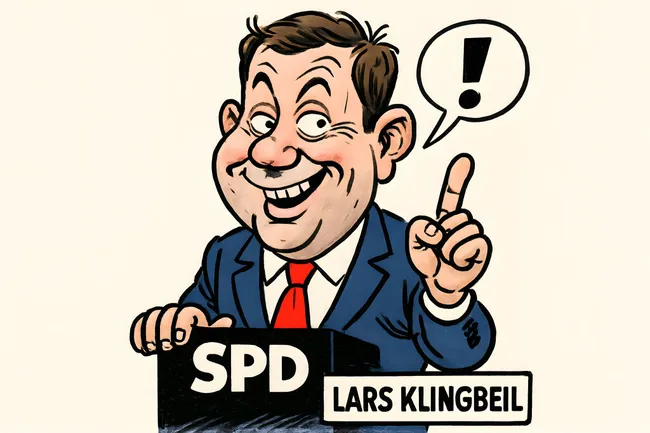 Karikatur des SPD-Politikers Lars Klingbeil