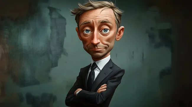 Karikatur eines ernsten Politiker-Porträts