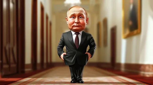 Karikatur von Wladimir Putin in eleganter Geschäftskleidung