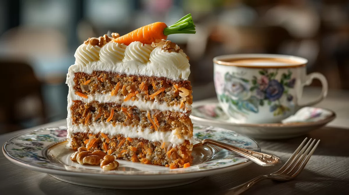 Karotten Kuchen mit Frischkäse Frosting – saftiges Stück