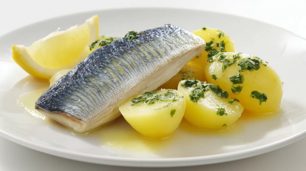 Karpfen blau mit Petersilienkartoffeln und Zitrone