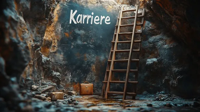 Karriereaufstieg durch Herausforderungen symbolisiert