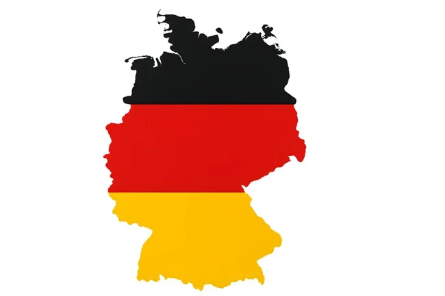Karte der Bundesrepublik Deutschland in Nationalfarben