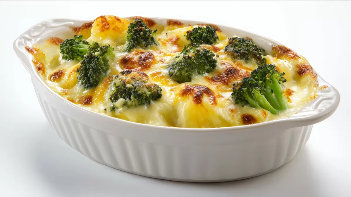 Kartoffel Brokkoli Auflauf mit goldener Käsekruste