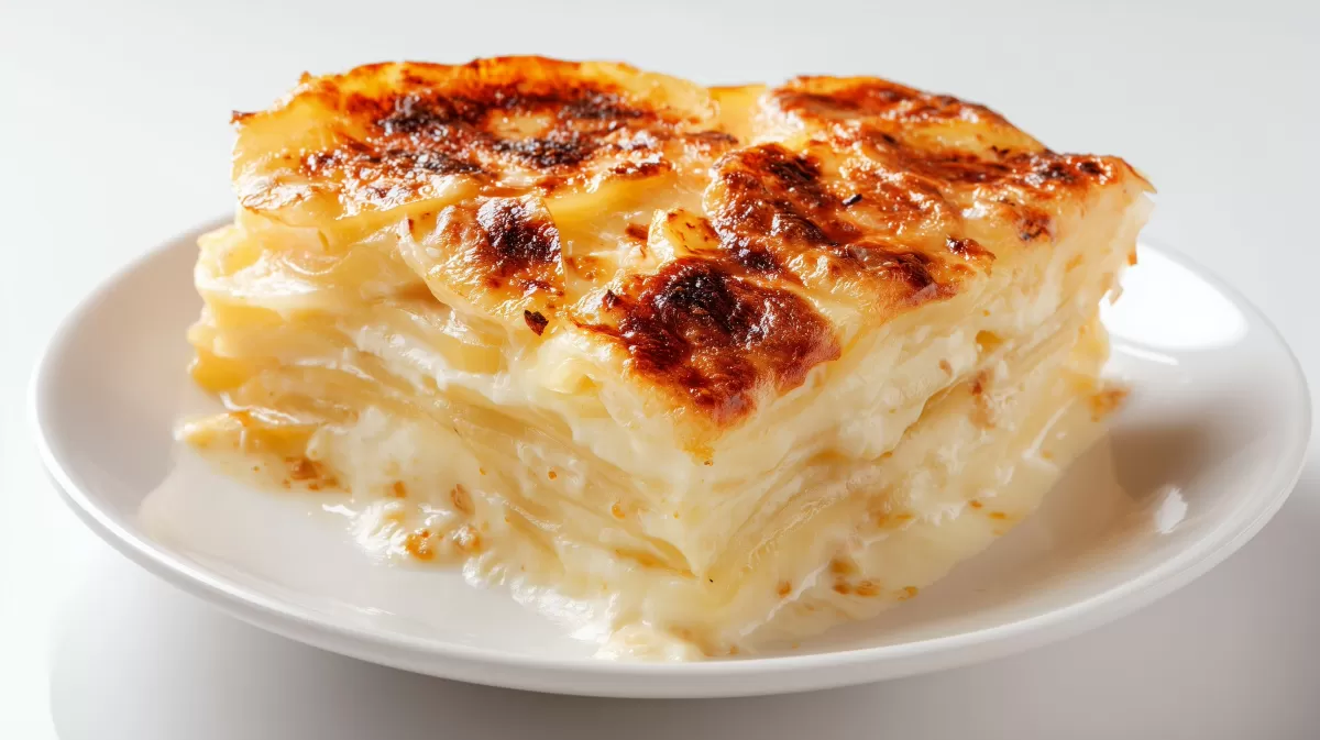 Kartoffelgratin Dauphinois – cremige Portion auf Teller