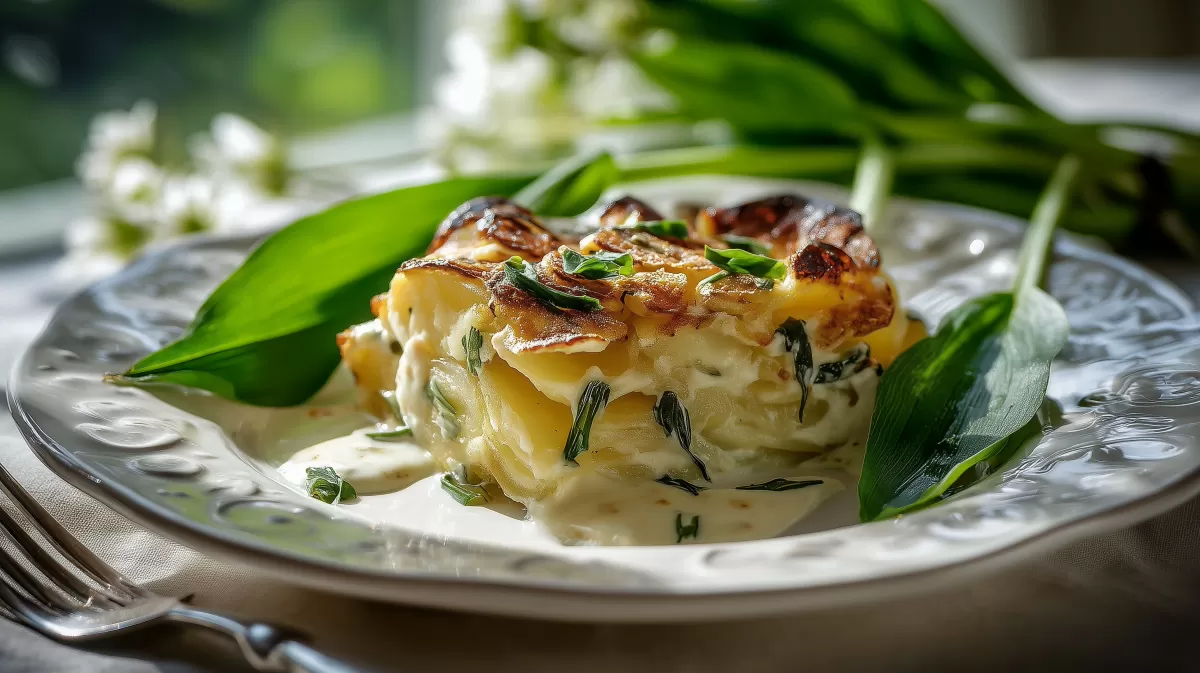 Kartoffelgratin mit frischem Bärlauch