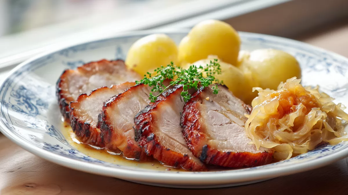 Kasseler auf Sauerkraut mit Salzkartoffeln