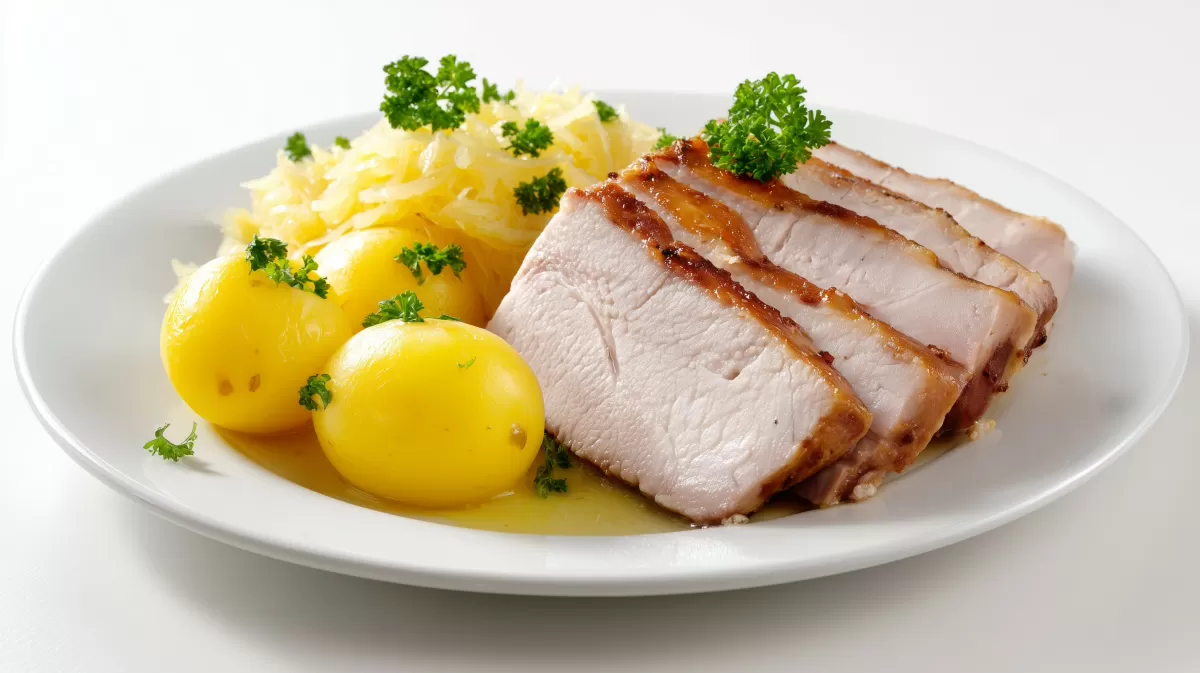 Kasseler mit Sauerkraut und Salzkartoffeln