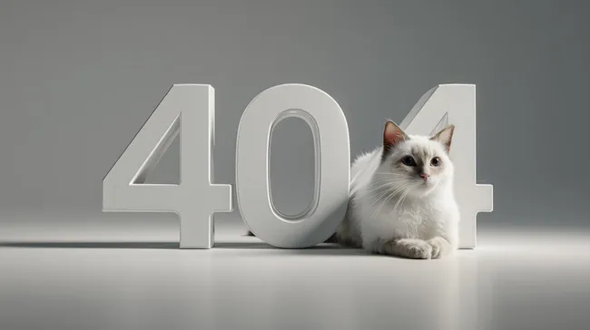 Katze betrachtet 404-Fehlermeldung im Fotostudio