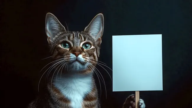 Katze mit Plakat in der Pfote - Kreative Werbefläche