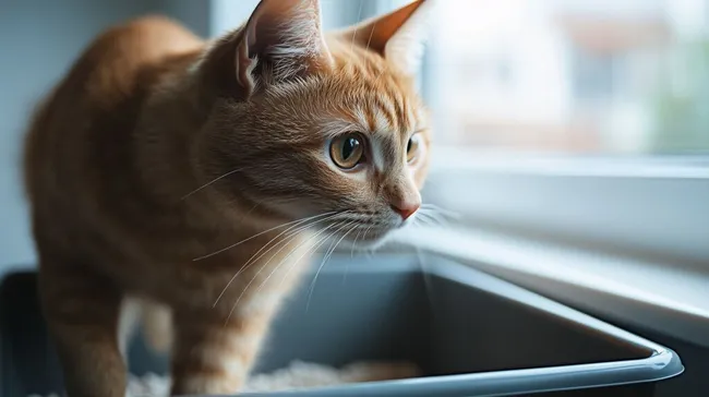 Katze schaut sehnsüchtig durchs Fenster
