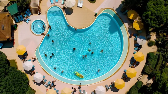 Katzenförmiger Swimmingpool im Ferienresort