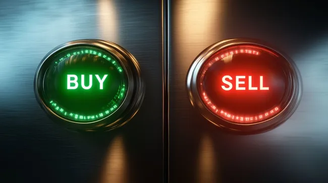 Kaufen-Verkaufen-Konzept für Aktienhandel