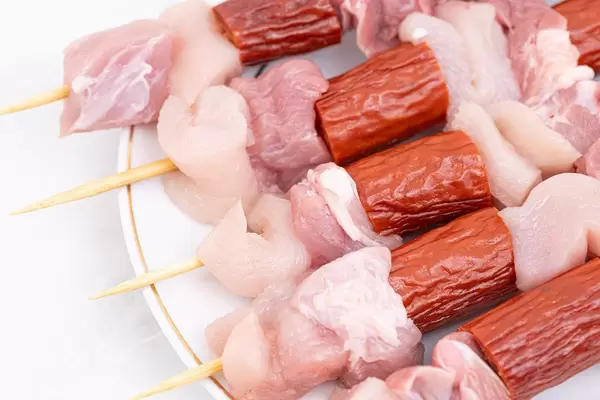 Kebabs with Chicken Sausages and Pork Meat