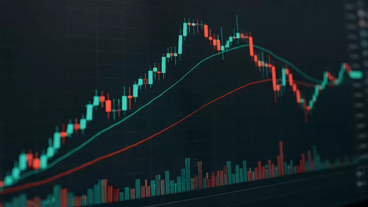 Kerzenchart mit gleitenden Durchschnitten an der Börse