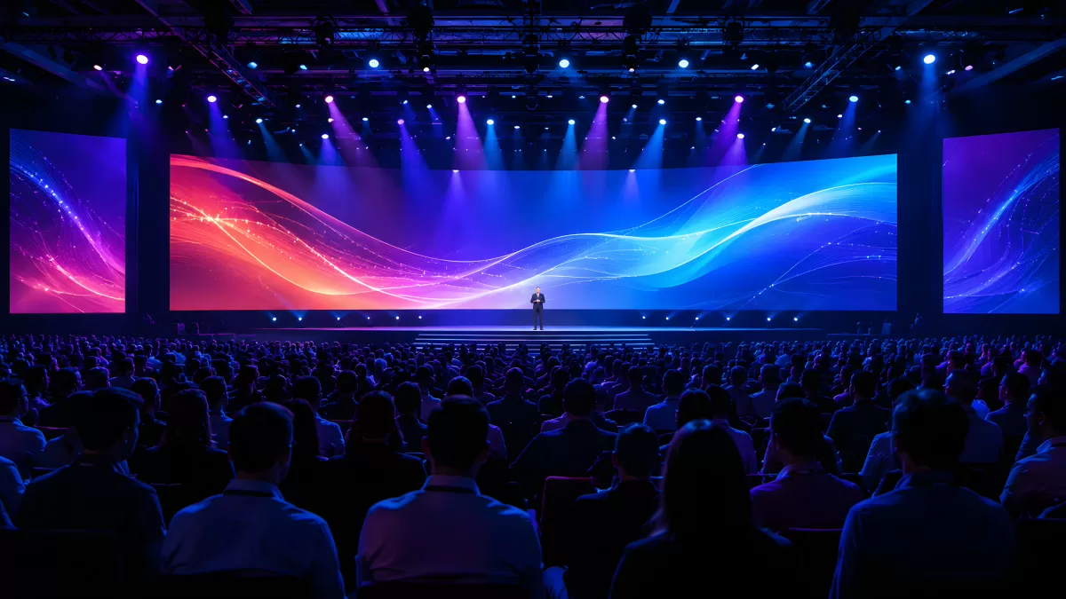 Keynote-Vortrag vor großem Publikum auf Bühne