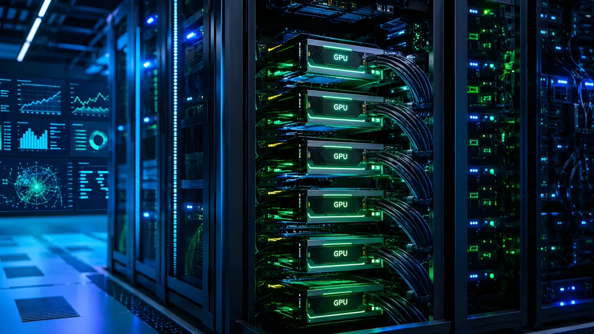 KI-Boom bei NVIDIA: Serverraum mit GPU-Cluster