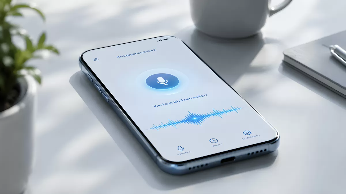 KI-Sprachassistent App auf modernem Smartphone