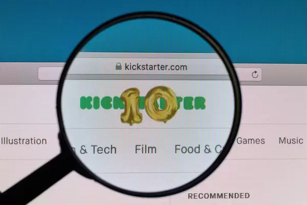 Kickstarter logo under magnifying glass