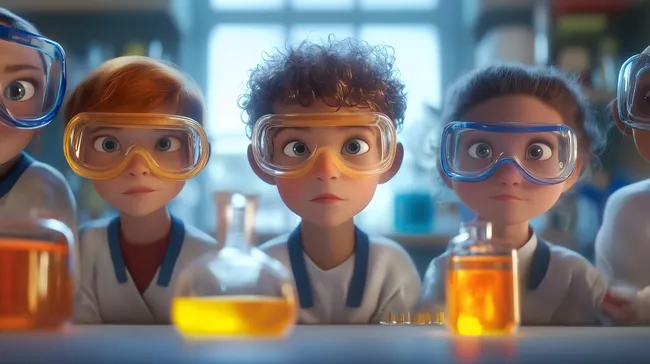 Kinder bei spannenden Experimenten im Wissenschaftsunterricht