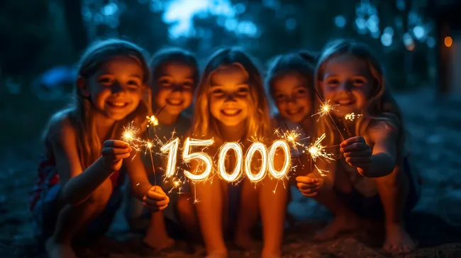 Kinder feiern 15.000 Follower mit Wunderkerzen