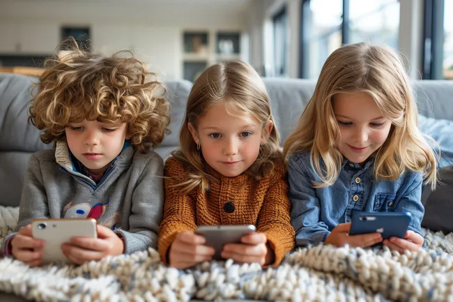 Kinder nutzen Smartphones und Tablets gemeinsam