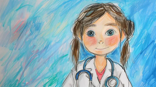 Kinderarzt-Illustration mit Stethoskop und Lächeln