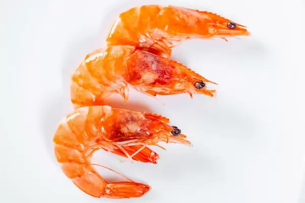 King prawns on white background