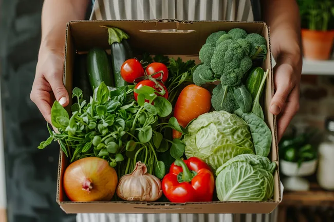 Kiste voller frischer Bio-Gemüse