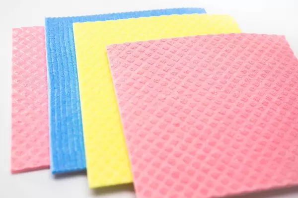 Kitchen cleaning cloths on a white surface
