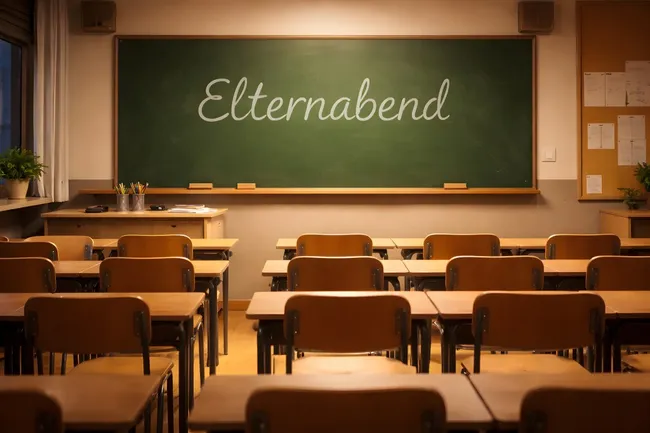 Klassenzimmer für Elternabend vorbereitet