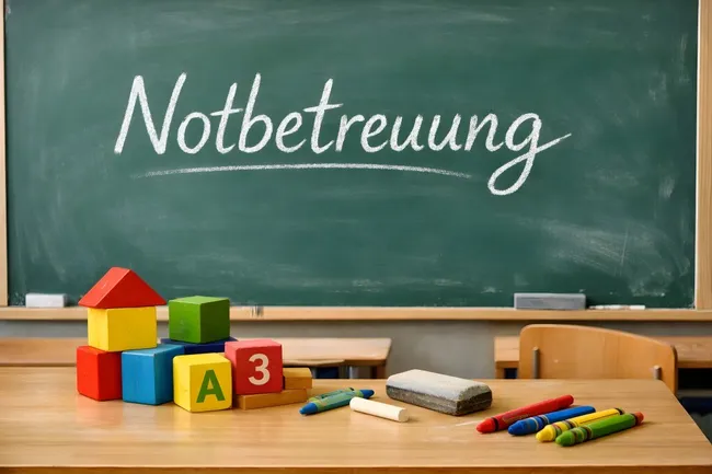 Klassenzimmer für Notbetreuung mit Lernmaterialien