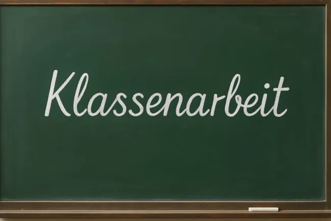 Klassenzimmer-Tafel mit Aufschrift 'Klassenarbeit'
