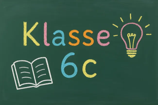 Klassenzimmer-Tafel mit Kreide-Elementen