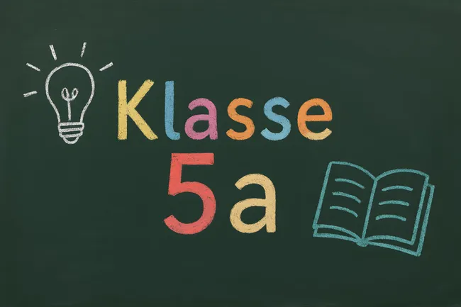 Klassenzimmer-Tafel mit Kreidezeichnungen