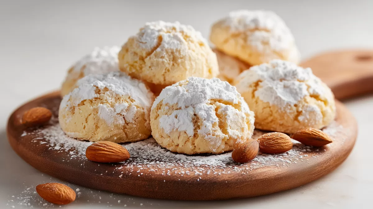 Klassische Amaretti mit Mandeln und Puderzucker