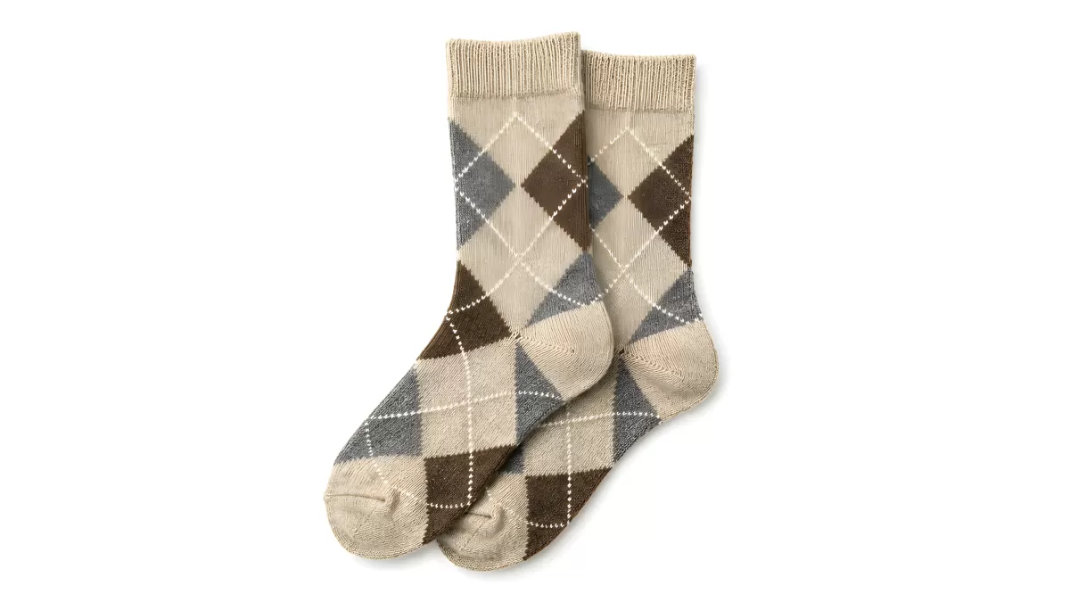 Klassische Argyle-Socken in Beige, Braun und Grau