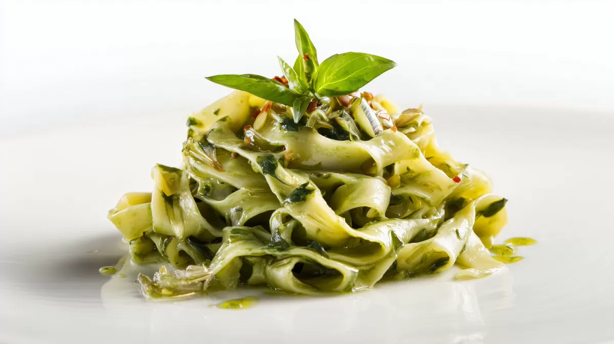 Klassische Brlauch Nudeln mit frischem Basilikum