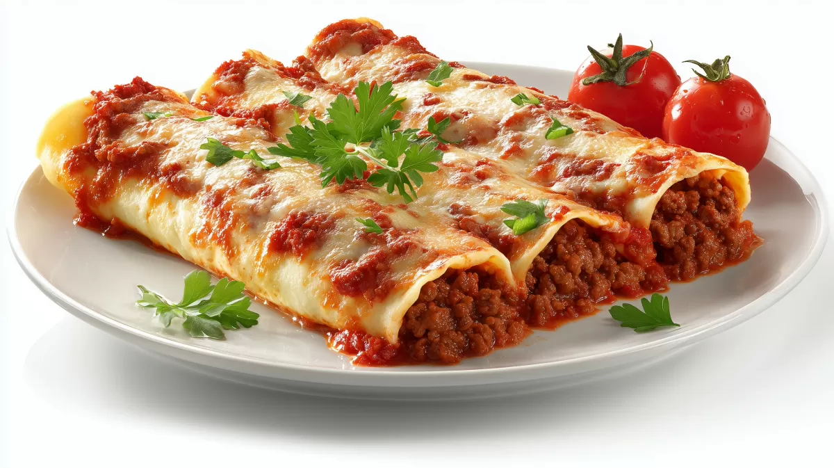 Klassische Cannelloni mit Hackfleischfüllung überbacken