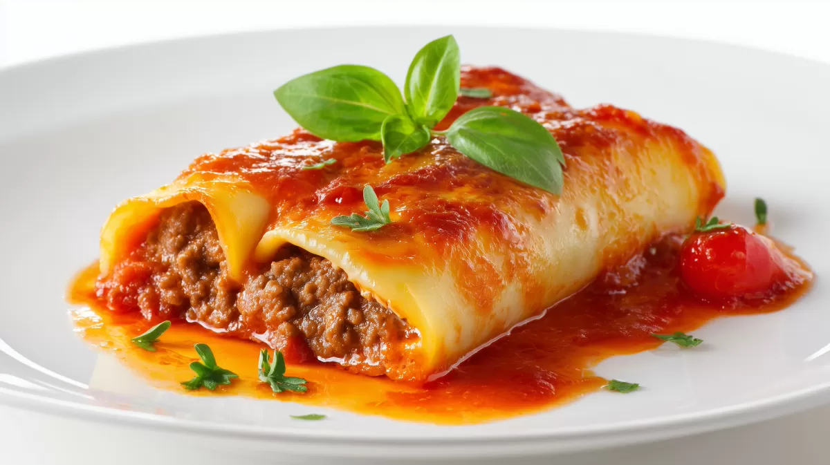 Klassische Cannelloni mit Hackfüllung in Tomatensauce