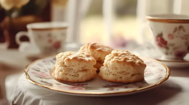 Klassische englische Scones auf Teetisch