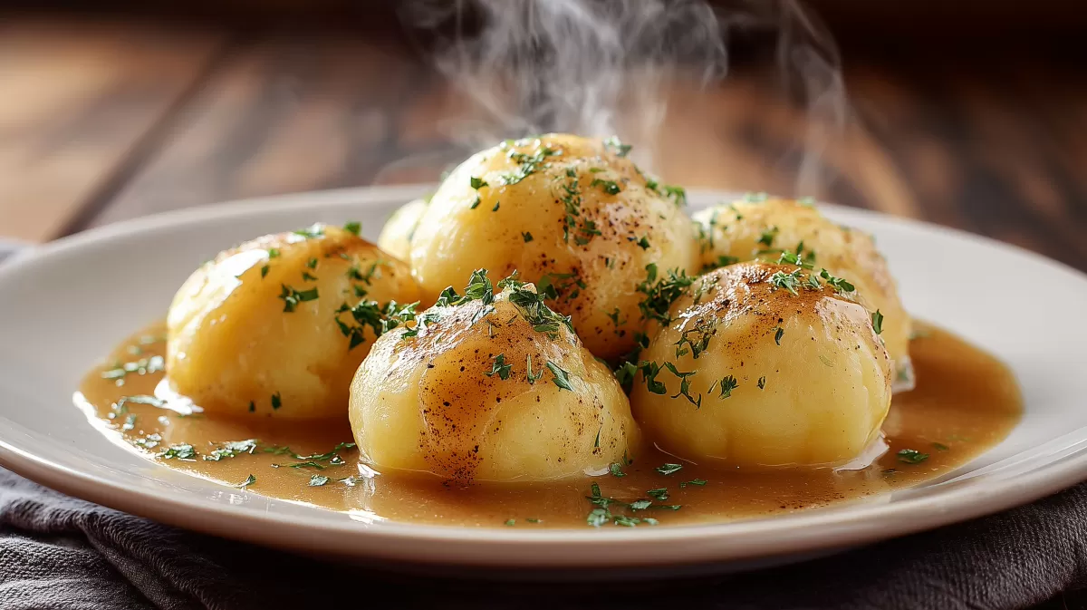 Klassische Kartoffelknödel mit Omas Soße