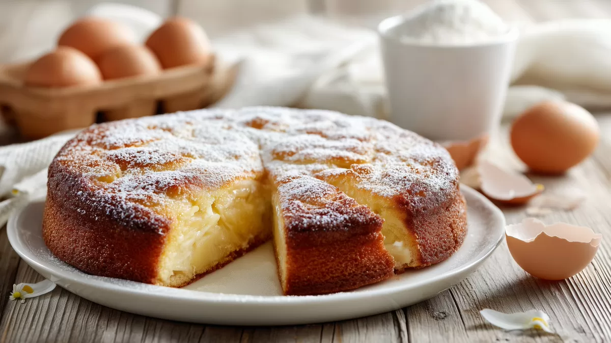 Klassischer Apfelkuchen mit Aprikosenglasur auf Teller